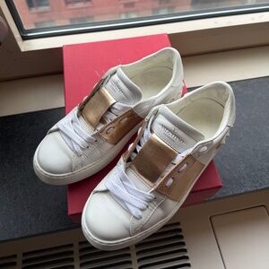Valentino Pink and White Rockstar Sneakers